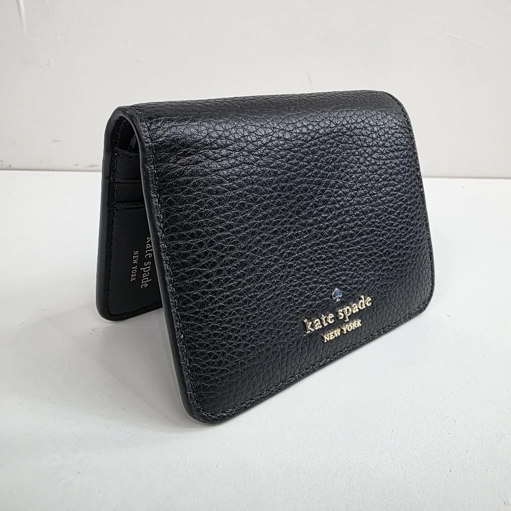 Kate Spade Small Bifold Wallet, Black Pebbled Leather **DEFECT